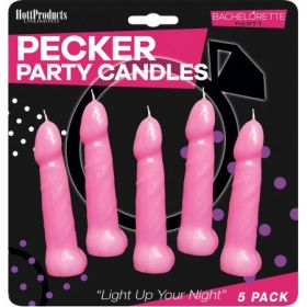 Bachelorette Pecker Party Pink Candles 5pk
