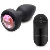 28X Silicone Vibrating Pink Gem Anal Plug With Remote - Small