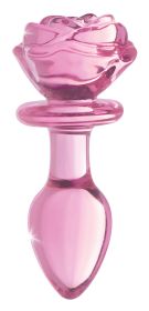 Pink Rose Glass Anal Plug - Medium