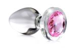 Pink Gem Glass Anal Plug - Medium