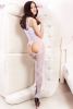 Blancho SE-157-WHITE Lace Open Crotch Body Stocking - White - Medium