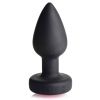 28X Silicone Vibrating Pink Gem Anal Plug With Remote - Small