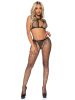 3 Pc. Rhinestone Halter Top, Suspender Hose, And G-String Panty