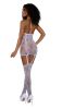 Lace and Opaque Seam Garter Dress - Os - White