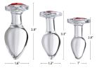 Red Heart Gem Glass Anal Plug Set