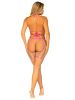 3 Pc Rainbow Net Bikini Top With G-String Panty And Biker Chaps - One Size - Multicolor