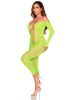 Python Net Crotchless Footless Lingerie Jumpsuit O/S - Neon Green