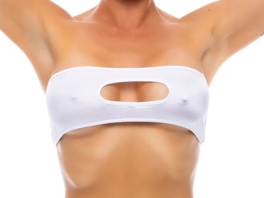 Peekaboo Cutout Bandeau Bikini Top (Color: Neon Green, size: S/M)