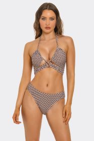 2774 Cocoa Bloom Bikini (Color: Brown/Tan, size: S)