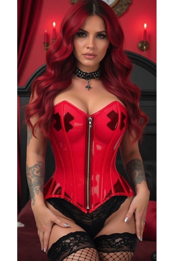 Lavish Clear Red Overbust Corset (Size: Small)