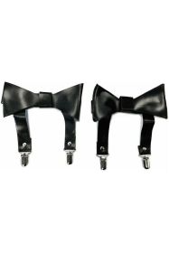 Black Faux Leather Garters (set of 2) (Size: Regular)