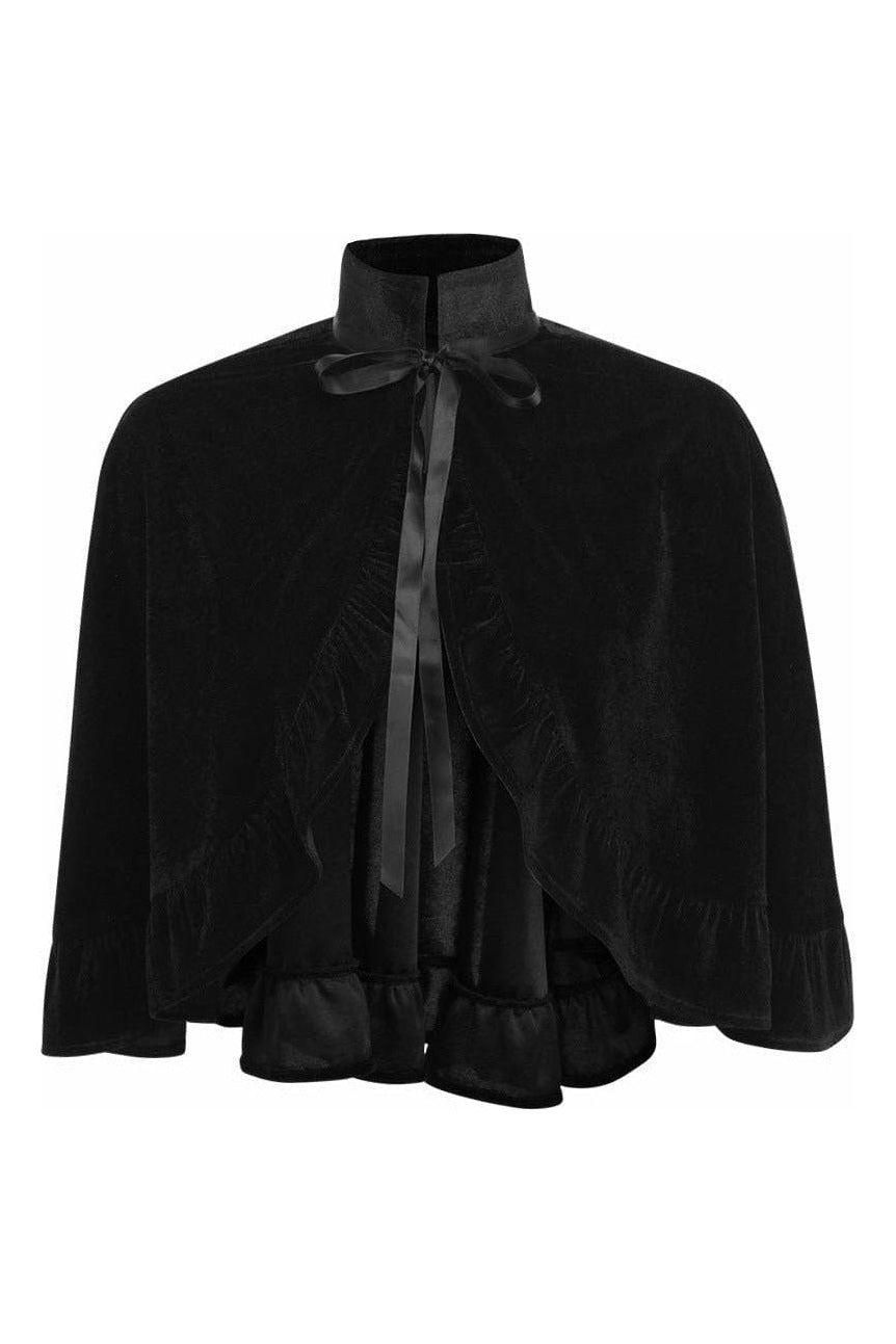 Black Velvet Ruffle Cape (Size: One Size)