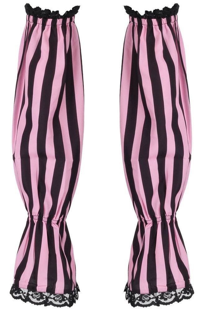 Black/Pink Striped Smocked Sleeves (Size: One Size)