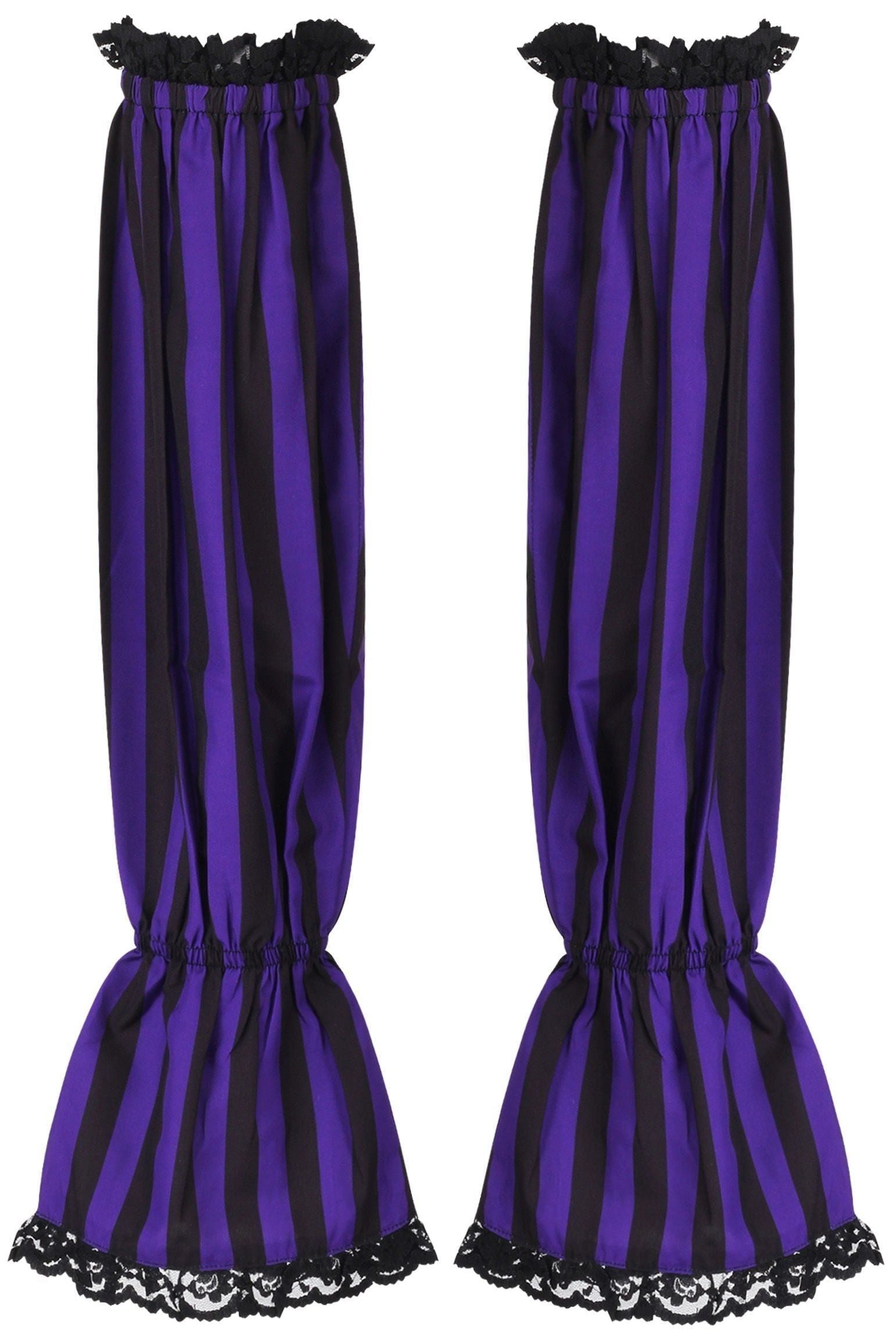 Black/Purple Striped Smocked Sleeves (Size: One Size)