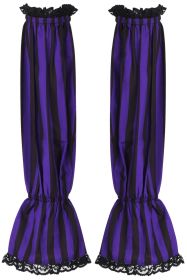 Black/Purple Striped Smocked Sleeves (Size: One Size)