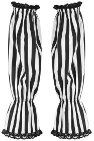 Black/White Striped Smocked Sleeves (Size: One Size)
