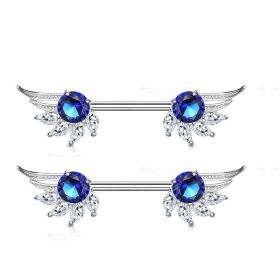 European And American Fashion Explosion Bees Angel Wings Nipple Ring (Color: Wings Blue Diamond)