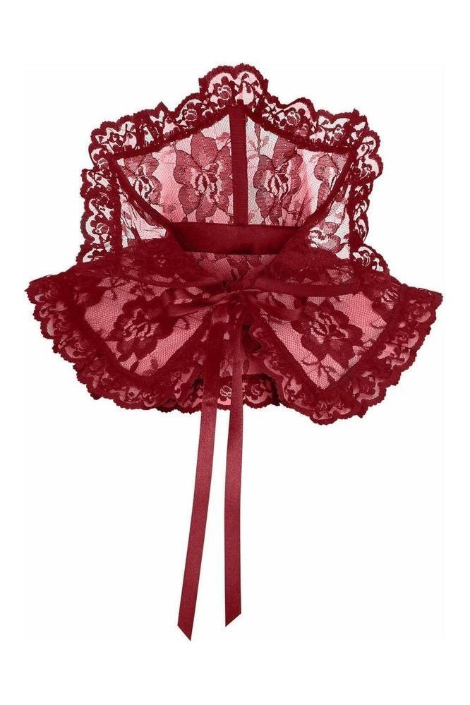 Dark Red Lace Neck Collar (Size: One Size)