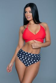 2280 Francesca Swimsuit (Color: Red/Blue, size: L)