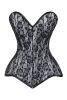 Lavish White/Black Lace Overbust Corset Sweetheart Neckline Busk Closure