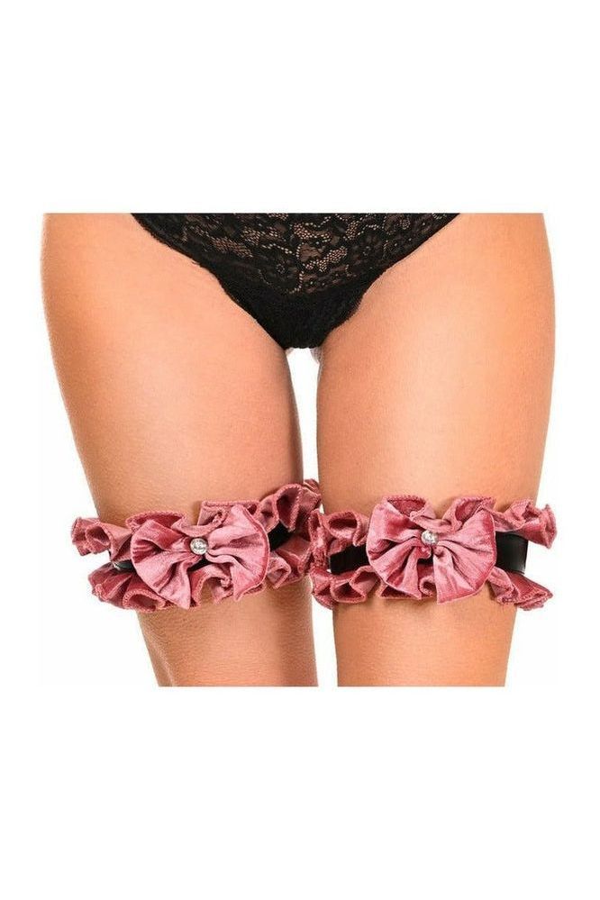 Kitten Collection Dusty Rose Velvet Leg Garters (Set of 2) (Size: Small/Medium)