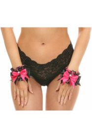 Kitten Collection Pink Floral Satin Wristlets (Set of 2) (Size: Regular)