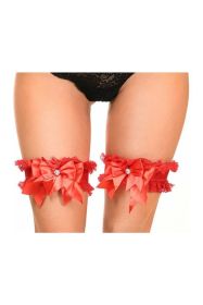 Kitten Collection Red/Red Lace Garters (set of 2) (Size: Small/Medium)