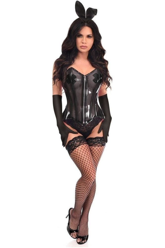 Lavish 4 PC Clear Black Bunny Corset Costume (Size: Small)