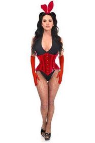Lavish 4 PC Red Festival Bunny Corset Costume (Size: Small)