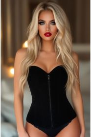 Lavish Black Velvet Overbust Corset (Size: Small)