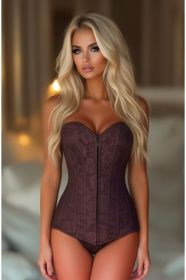 Lavish Dark Brown Lace Overbust Corset w/Zipper (Size: Small)