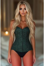 Lavish Dark Green Lace Overbust Corset w/Zipper (Size: Small)