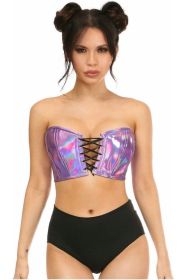 Lavish Lavender Holo Lace-Up Bustier Top (Size: Small)