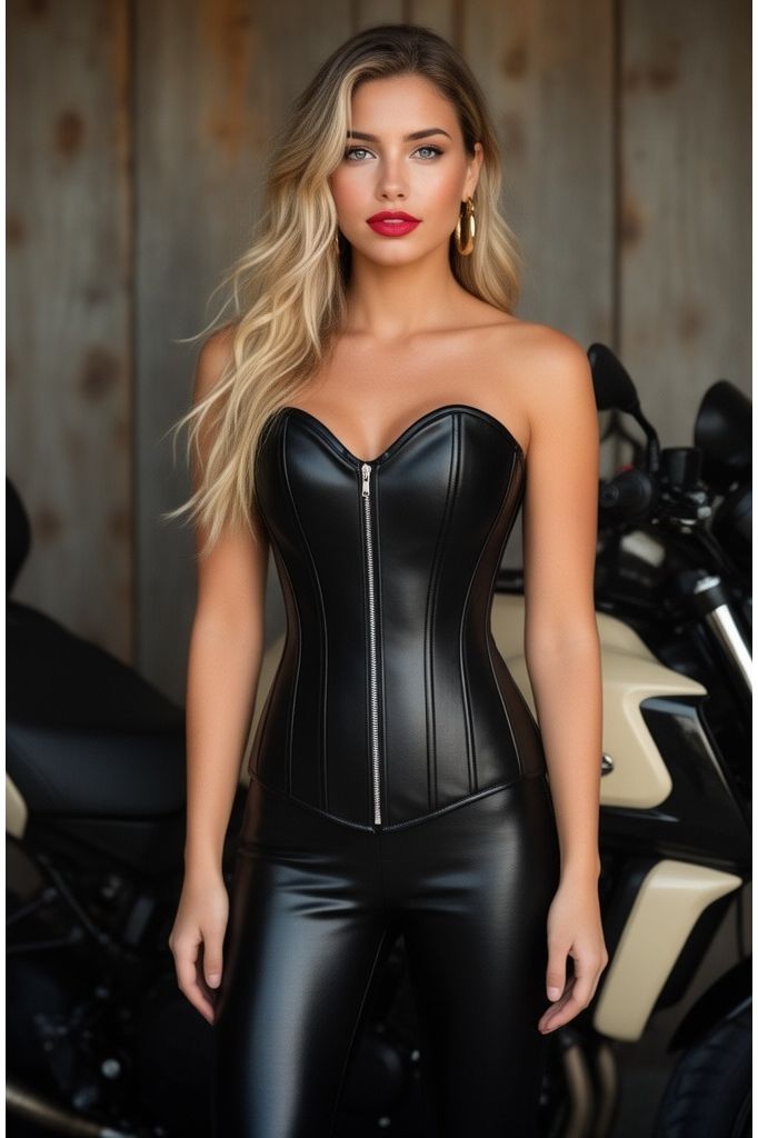 Lavish Wet Look Over Bust Corset (Size: Small)