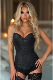 LIMITED EDITION Lavish Black Glitter Side Zipper Corset (Size: Small)