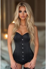 LIMITED EDITION Lavish Black Satin Overbust Corset w/Busk Closure (Size: Small)