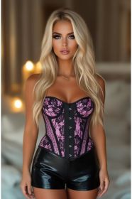 LIMITED EDITION Top Drawer Pink w/Black Lace Steel Boned Underwire Bustier Corset (Size: Small)