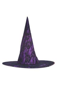 Purple Lace Witch Hat (Size: One Size)