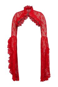 Red Lace Shrug Bolero Jacket (Size: One Size)