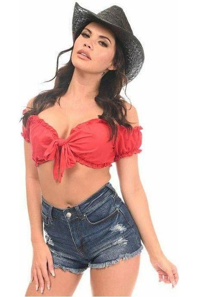 Red Peasant Top (Size: OneSize)