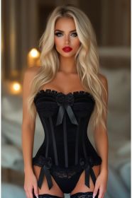 Top Drawer Black Velvet Steel Boned Burlesque Corset (Size: Small)