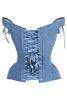 LIMITED EDITION Top Drawer Blue Denim Steel Boned Corset w/Straps