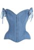 LIMITED EDITION Top Drawer Blue Denim Steel Boned Corset w/Straps