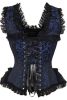 LIMITED EDITION Top Drawer Blue/Black Swirl Brocade & Lace Steel Boned Corset w/Cap Sleeves