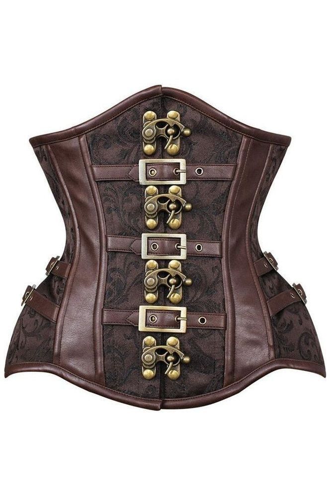 Top Drawer Brown Brocade Steampunk Steel Boned Underbust Corset (Size: Small)