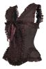 LIMITED EDITION Top Drawer Brown Swirl Brocade & Lace Steel Boned Corset w/Cap Sleeves