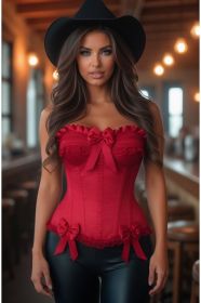 Top Drawer Dark Red Satin Steel Boned Burlesque Corset (Size: XSmall)