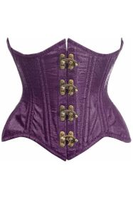 Top Drawer Double Steel Boned Plum Brocade Curvy Underbust Corset (Size: Small)
