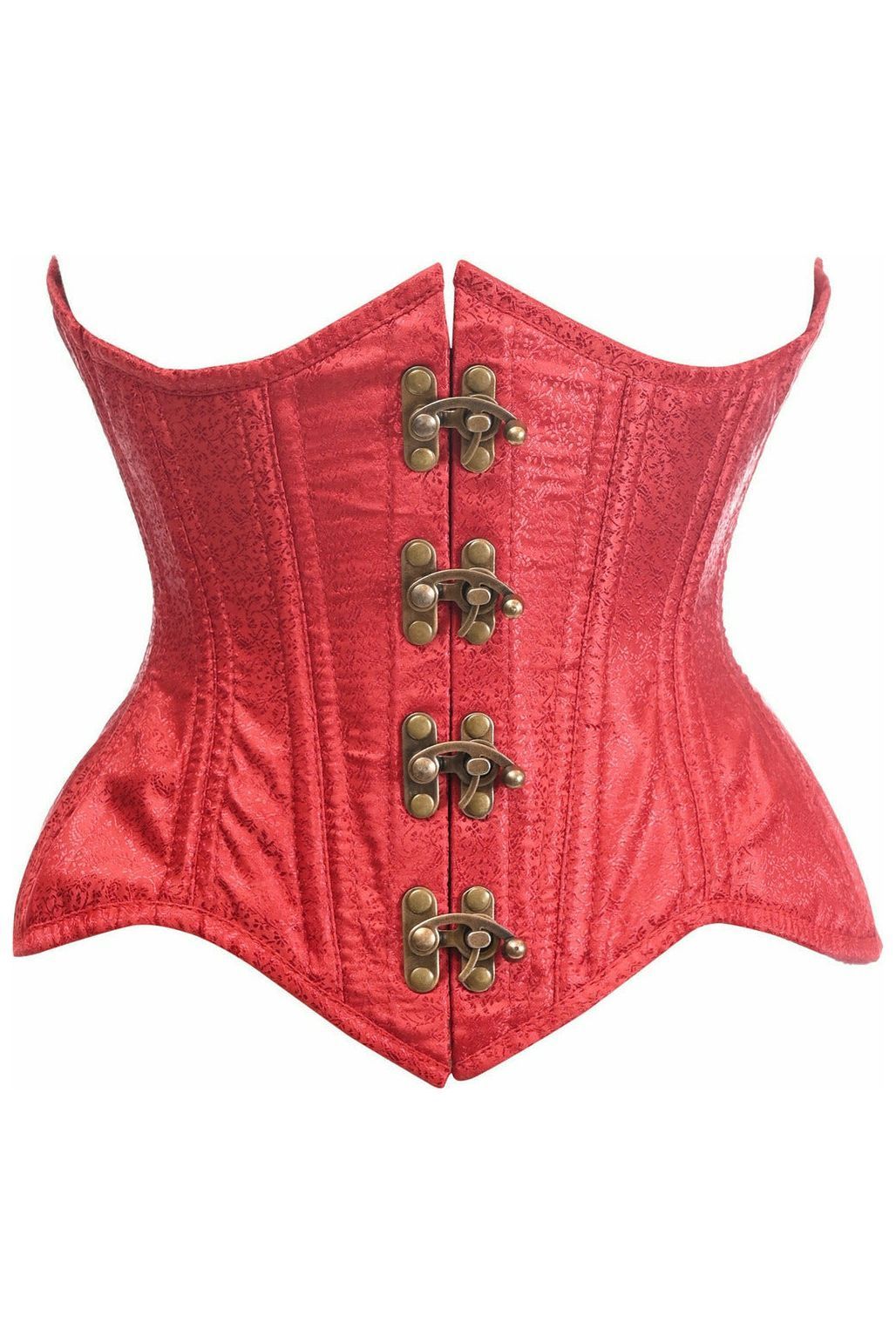 Top Drawer Double Steel Boned Wine Brocade Curvy Underbust Corset (Size: Small)