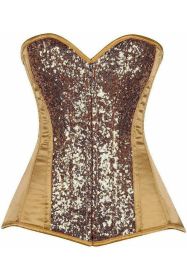 Top Drawer Gold Sequin Steel Boned Corset (Size: Small)